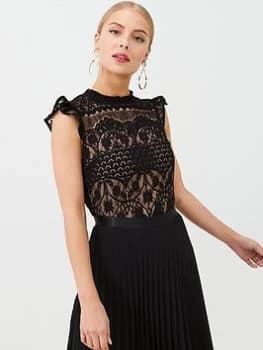 Oasis Deco Placement Shell Top - Black, Size 10, Women