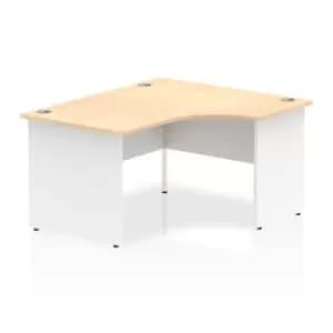 Impulse 1400mm Right Crescent Desk Maple Top White Panel End Leg