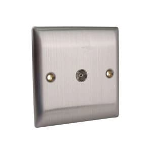 SMJ Coaxial TV Socket 1-Gang Brushed Steel