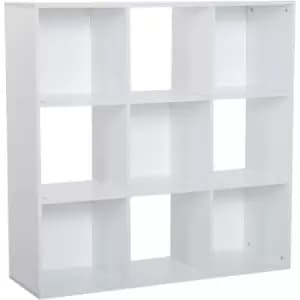 Cabinet Organiser Storage Bookshelf 3-tier Cupboard Home Office 9 Cubes - White - Homcom