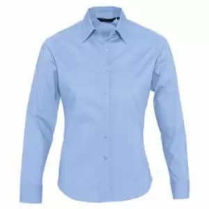 SOLS Womens/Ladies Eden Long Sleeve Fitted Work Shirt (S) (Bright Sky)