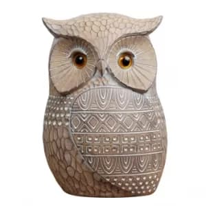 Carved Sandstone Effect Exotic Owl Ornament