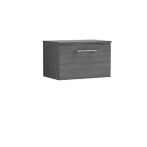 Nuie Arno 600mm Wall Hung 1 Drawer Vanity & Worktop Anthracite