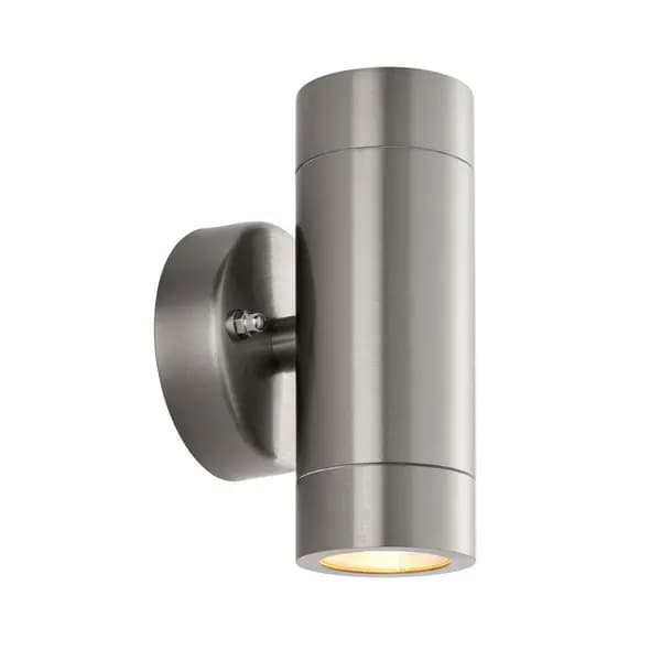 Palin Outdoor Up Down Wall Lamp 2 Light Brushed Stainless Steel IP65