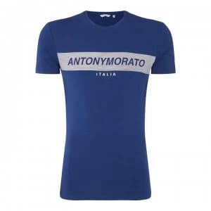 Antony Morato Rubber Logo T Shirt - Blue 7060