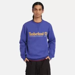 Timberland Est. 1973 Logo Crew Sweatshirt For Men In Purple Blue, Size L