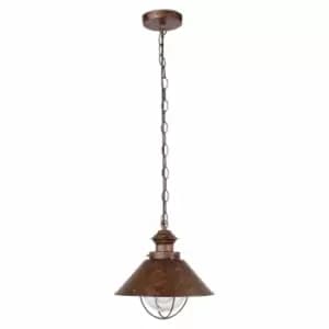 Nautica 1 Light Large Outdoor Ceiling Pendant Light Clear, Rust Brown, E27
