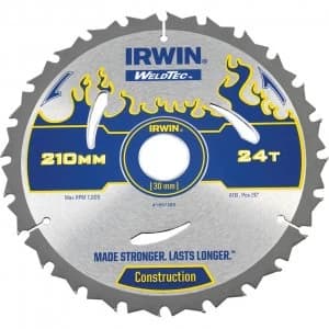 Irwin Weldtec Construction Saw Blade 210mm 24T 30mm