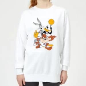 Space Jam Group Shot Womens Sweatshirt - White - L