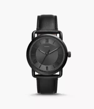 Fossil Men Copeland 42-mm Three-Hand Black Leather Watch