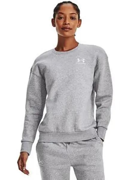 Under Armour Essential Fleece Crew - Grey, Size S, Women