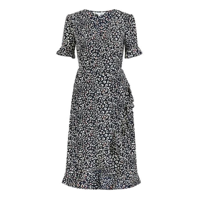 Yumi Navy Animal Print 'Aoife' Wrap Dress - 8