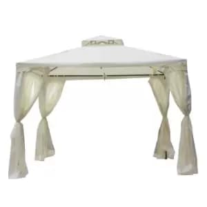 Outsunny 3x3m Double Tier Metal Gazebo - Cream
