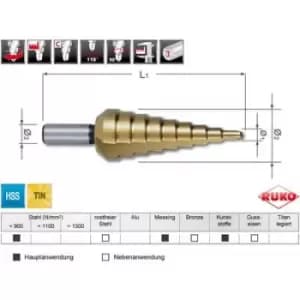 RUKO A101126TRO Step drill bit set HSS