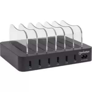 Manhattan 102254 102254 USB charging station Mains socket Max. output current 2.4 A 6 x USB 3.2 1st Gen port A (USB 3.0)