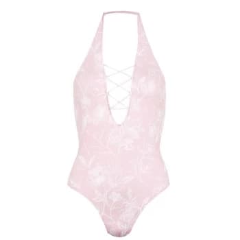 Firetrap Cross Swimsuit Ladies - Blush L Flwr Pr
