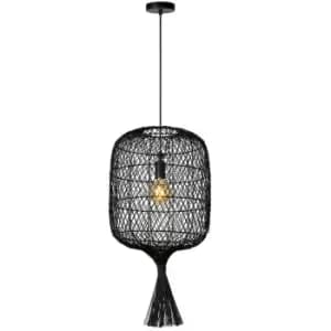 Lucide GARVE - Rattan Pendant Light - Ø40cm - 1xE27 - Black