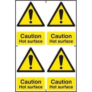 ASEC Caution Hot Surface 200mm x 300mm PVC Self Adhesive Sign