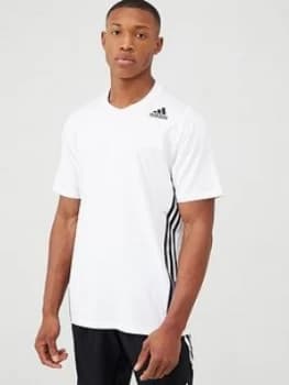 Adidas Training 3 Stripe+ T-Shirt - White