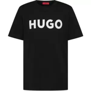 Hugo Dulive White Large Logo Black T-Shirt