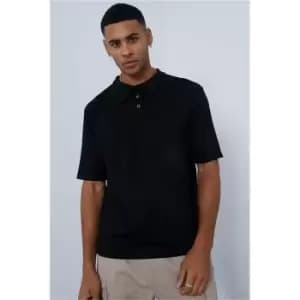 I Saw It First Mens Soft Knit Polo Top - Black