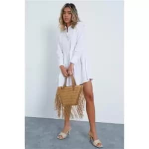 I Saw It First White Poplin Longline Shirt Dress - White