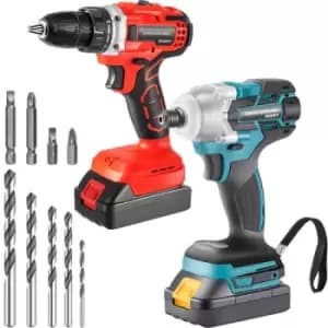 VEVOR Cordless Drill Combo Kit, 20V Max Cordless Drill 2 Speeds, 2/5" Keyless Chuck Electric Screwdriver, 1239 in-lbs Torque Impact Driver, Lithium-Io