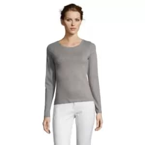 SOLS Womens/Ladies Majestic Long Sleeve T-Shirt (L) (Grey Marl)