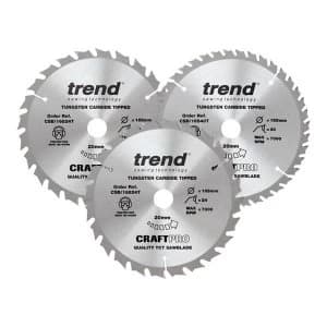 Trend CraftPro Cordless Saw Blade 165 x 20mm x 24T/40T (Pack 3)