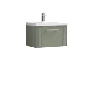 Nuie Deco 600mm Wall Hung Single Drawer Vanity & Basin 1 - Satin Reed Green