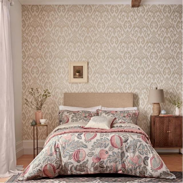 Sanderson Rose Cotton Sateen 200 Thread Count 'Cantaloupe' Duvet Cover - double