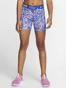 Nike Pro Older Girls Training Boyshorts - Blue Print
