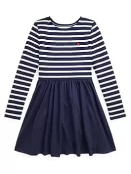 Ralph Lauren Girls Striped Stretch Ponte Dress - Multi, Size 4 Years, Women