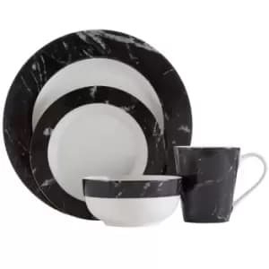 Premier Housewares 12 Piece Black Marble Dinner Set