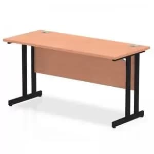 Impulse 1400 x 600mm Straight Desk Beech Top Black Cantilever Leg