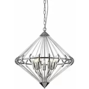 Impex Gerda 7 Light Chrome Ceiling Fitting Wire Frame Pendant Ceiling Light