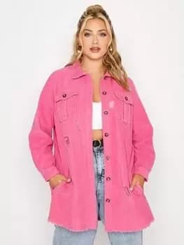 Yours Pink Chunky Cord Shacket, Pink, Size 18, Women