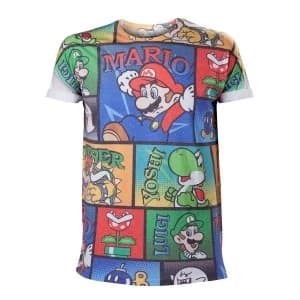 Nintendo - Super Mario Bros Mario and Co All-Over Print Male Small T-Shirt - Multi-colour