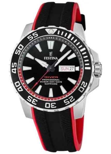 Festina F20662/3 Mens Diver (45mm) Black Dial / Black and Watch