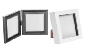 Nicola Spring Box Photo Frames: Two/White/Folding Double Photo Frame - Standing