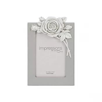 4" x 6" - Impressions Grey Resin Photo Frame with Rose