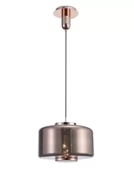 Jarras Ceiling Pendant 40cm Round, 1 x E27 (Max 40W), Copper , Rose Gold Glass