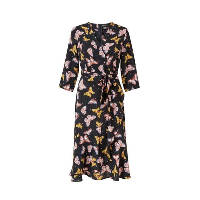 Mela London Black Butterfly 'Summer' Wrap Dress - 8