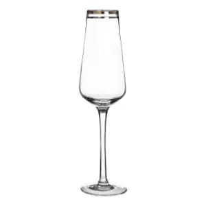 Set of 4 Gold/Silver Stripe Champagne Glasses