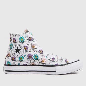 Converse White & Purple Hi Playful Petals Trainers Junior