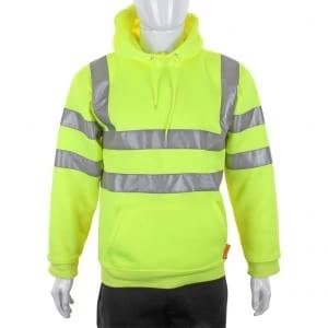 B Seen Sweatshirt Hooded Hi Vis 280gsm 2XL Saturn Yellow Ref