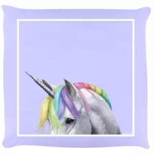 Inquisitive Creatures Rainbow Unicorn Filled Cushion (One Size) (Lilac) - Lilac