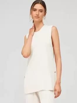 Barbour International Anderson Ribbed Lightweight Knit Vest - Beige, Beige, Size 16, Women