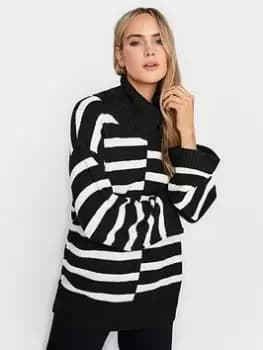 Long Tall Sally Mono Cut About Stripe Jumper, Black, Size 10-12, Women