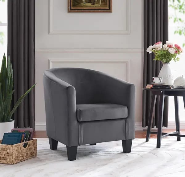 Home Detail Canberra Tub Chair Accent Chair With Wooden Legs Dark Grey